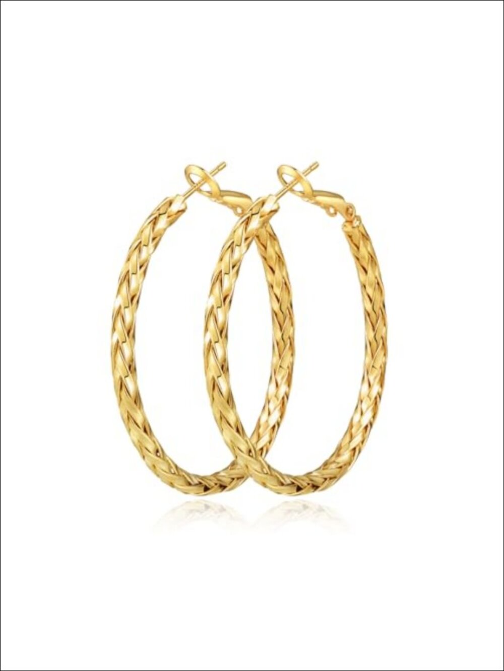 925 Sterling Silver Post Hoop Earrings Twist Design Gold Plated